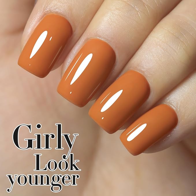 Double Rhythm Translucent Gel Polish Sheer Neutral Natural Light Milky Same Color Same Bottle 15ML Jelly UV Nail Polish Nail Art DIY at Home (Brown Orange-A1447)-BrightBean Baby