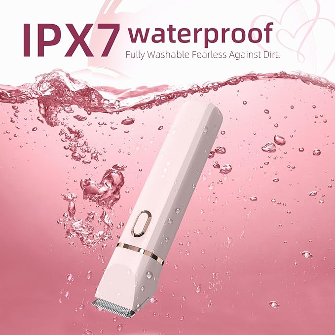 Bikini Trimmer for Women: 3 in 1 Gentle&Painless Electric Razor for Women,120min Cordless Runtime,USB Charge Dock,Ceramic Blade,IPX7 Waterproof Wet & Dry Use &Easy Cleaning Travel Grooming Kit (Pink)-BrightBean Baby