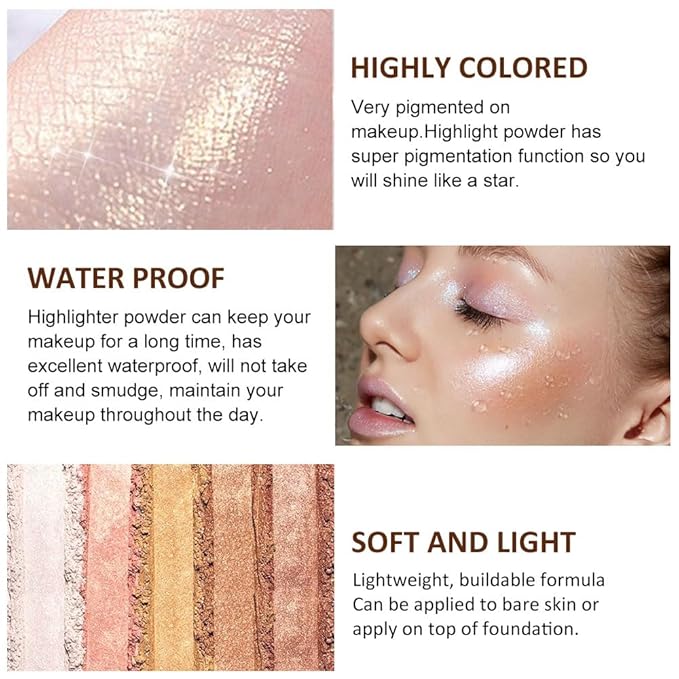 6 Colors Face Highlighter Makeup Palette iluminadores de maquillaje profesional luminizers Cheek Diamond Shimmer Stick Glitter Bronzer and Highlighter Palette makeup illuminators highlighters for face-BrightBean Baby