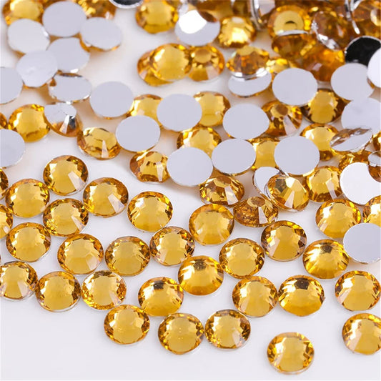 500 Pieces SS30 6mm Flatback Rhinestones Clear Glass Round Gems Crystals for Nail Art DIY Crafts Clothes Shoes Bags （Golden Yellow）-BrightBean Baby