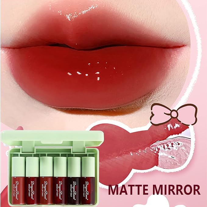 Miniling 6-Color Korean Lip Tint Set - Watery, Velvet Matte Lipsticks for Lips and Cheeks - Long-Lasting, Non-Stick, Shimmery-BrightBean Baby