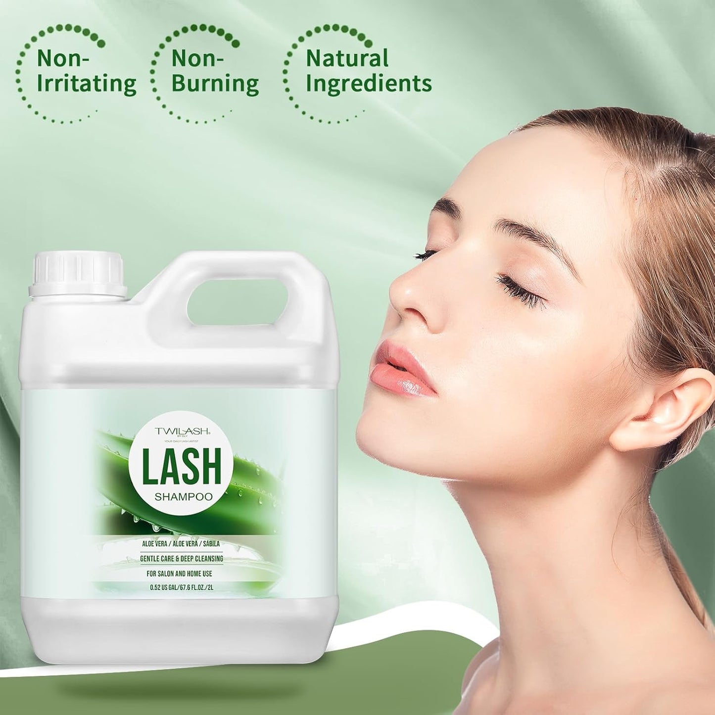 Lash Shampoo Bulk, Eyelash Cleanser for Extensions 2 Liters, Non-irritating or Burning Eyelid Foaming Cleanser for Professional Salon and Home Use (Aloe Vera-2L)-BrightBean Baby