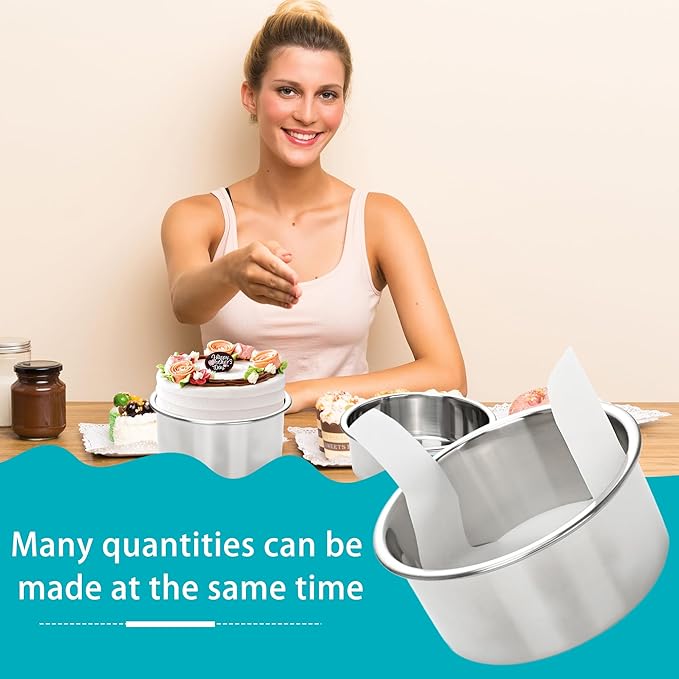 9 Pack 4 Inch Cake Pan Set with 100 Easy Lift Paper Liners Mini Round Cake Pan Stainless Steel Baking Pans for Birthday Wedding Party Oven Dishwasher Safe