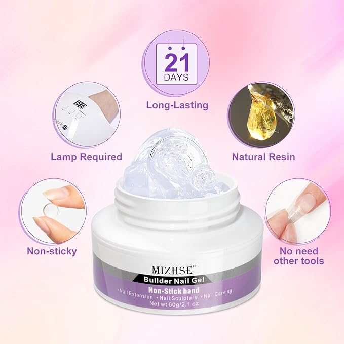 MIZHSE Solid Builder Gel for Nails, 60g Large Capacity Clear 3D Sculpting Gel for Nails Hard Gels Non-Sticky Hand Carving U V/LED Extension Gels with 3D Mold Nail Art Salon Home DIY-BrightBean Baby
