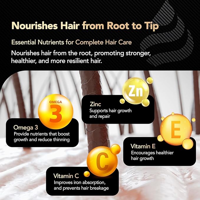 Hair Growth Vitamins for Women with Biotin, Collagen Peptides, Vitamin C & Omega-3 – 90 Capsules – Hair Supplements for Menopause & Postpartum – Hormonal Balance Support & Thicker Hair for Women-BrightBean Baby