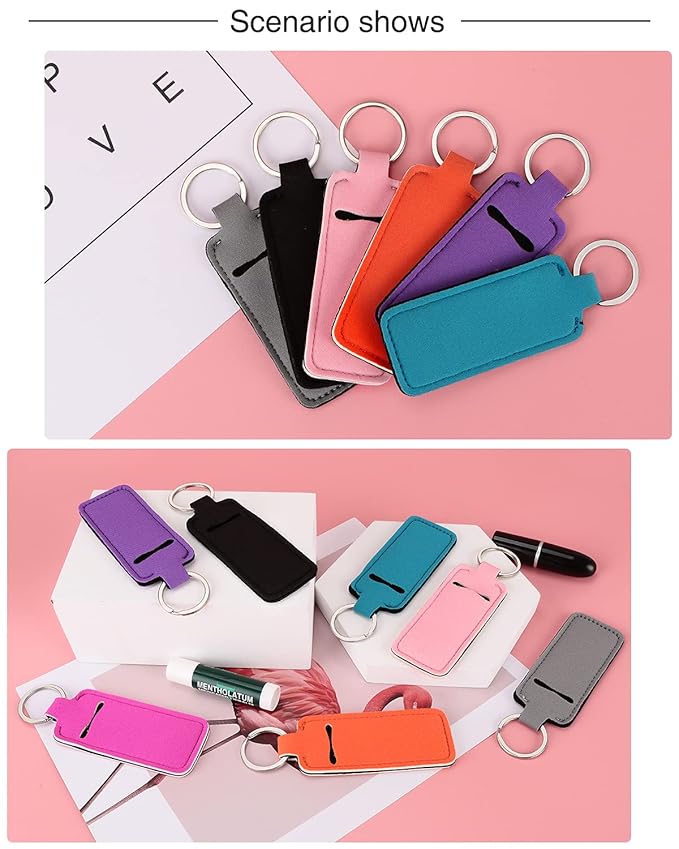 Chapstick Holder Lip Balm Sleeve Pouch Chapstick Holder With Clip Lipstick Lip Gloss Holder Stocking Stuffers Gift for Women (7pcs)-BrightBean Baby