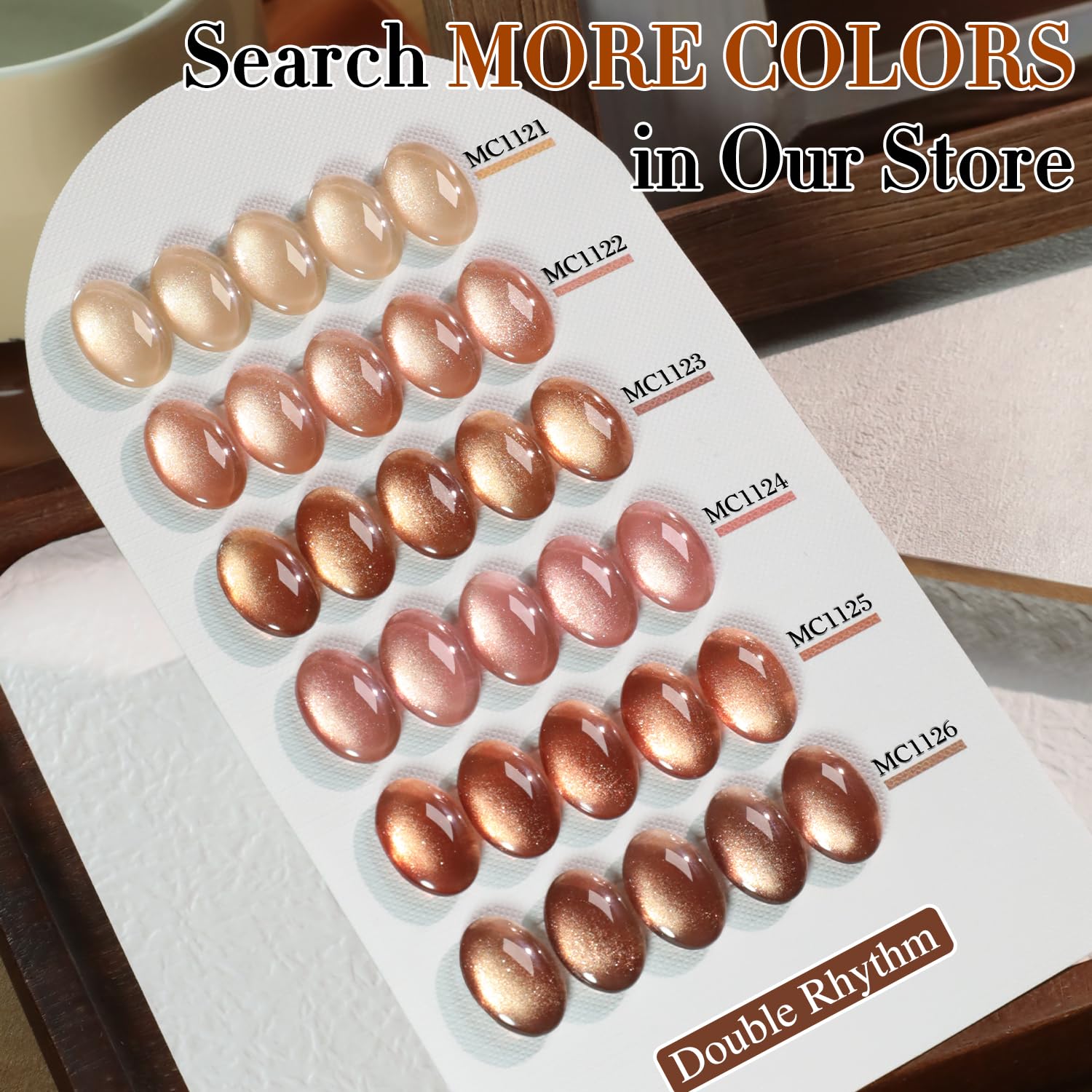 Double Rhythm 15ML Ice Glass Cat Eye Gel Polish with Magnet Holographic Glitter Shimmer Translucent Sheer Color Salon Soak Off Magnetic Nail at Home (Coffee Brown-MC1126)-BrightBean Baby