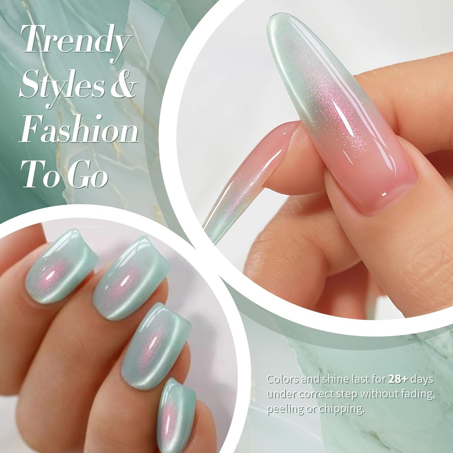 BORN PRETTY Cat Magnetic Eye Gel Nail Polish,Tuberose Green Magnetic Gel Polish Shimmer Magnetic Eye Gel Manicure Nail Art DIY 15ml-BrightBean Baby