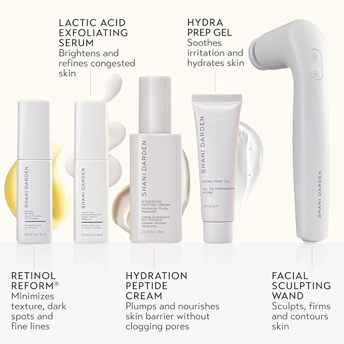 SHANI DARDEN SKINCARE Sculpt & Firm Travel Kit, Facial Sculpting Wand, Attachments, Retinol Reform & Lactic Serums, Peptide Cream & Pep Gel, 7 Items-BrightBean Baby