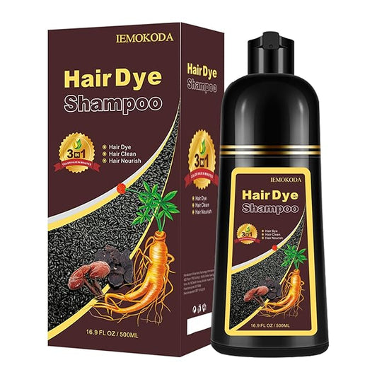 Dark Brown Hair Dye Shampoo 3 in 1 for Gray Hair, Long-lasting & Natual Hair Color Shampoo, Herbal Ingredients Natural Shampoo Hair Dye Effect in Minutes, Gifts for Men Women 500ml-BrightBean Baby