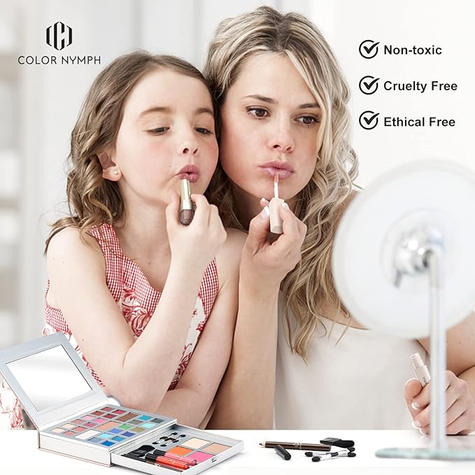 Color Nymph All-in-One Makeup Kit - Perfect for Women, Teens, and Beginners! Unlock Endless Possibilities with 24 Gorgeous Shades of Matte and Shimmer Eyeshadow, Highly Pigmented Lip Glosses, Eyeliner-BrightBean Baby