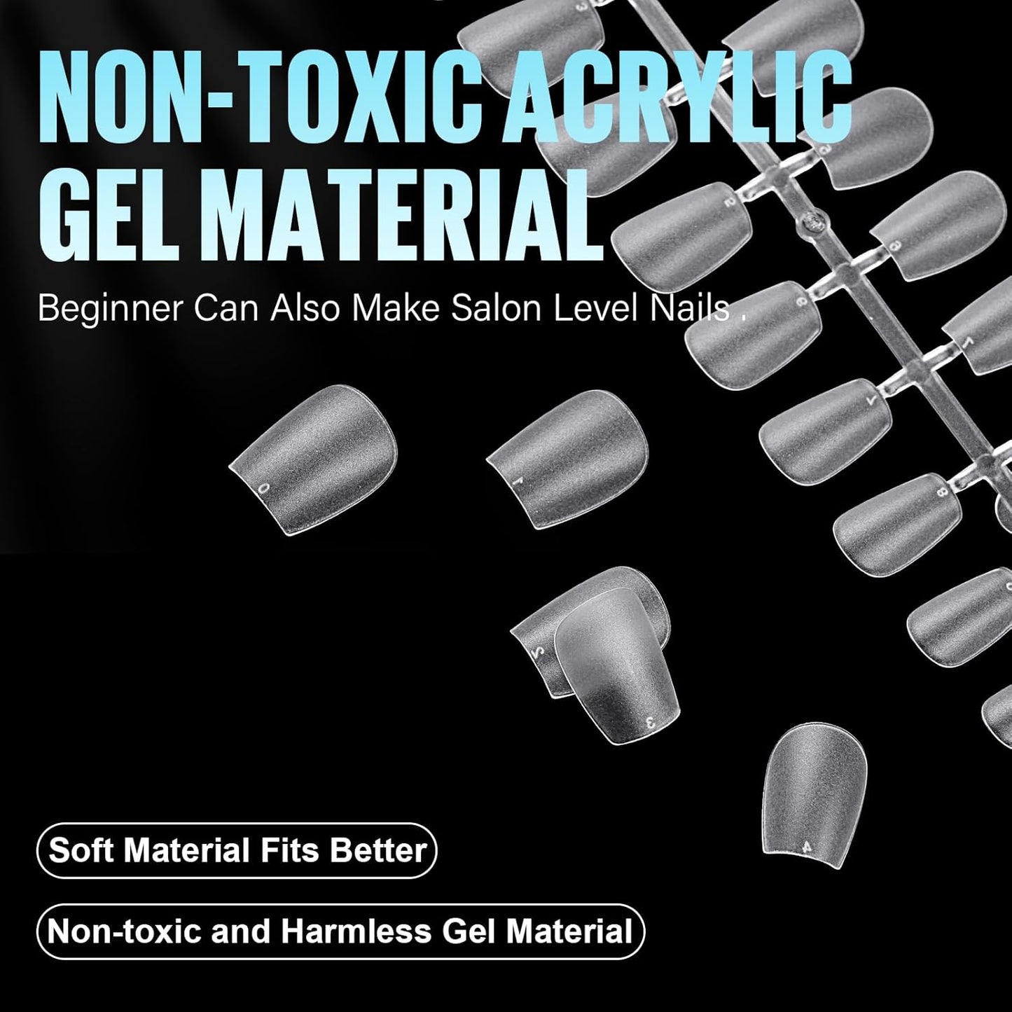 TOMICCA Extra Short Coffin Nail Tips, 240Pcs Full Cover Acrylic Fake nails for Extension Manicure, 15 Sizes Easy Use Soft Pre Shaped Gel Nail Tips for Home DIY and gifts women-BrightBean Baby