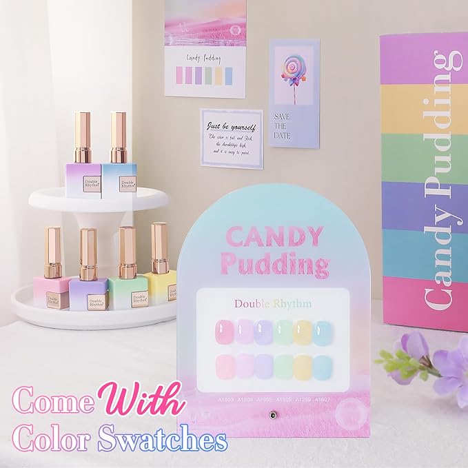 Double Rhythm 6 Pcs 15 ML Gel Polish Set Same Color Same Bottle Soak Off Gel Polish Kit Nail Art Manicure Salon DIY at Home for Women (Jelly Pink Purple Green Yellow Blue-T6-22)-BrightBean Baby