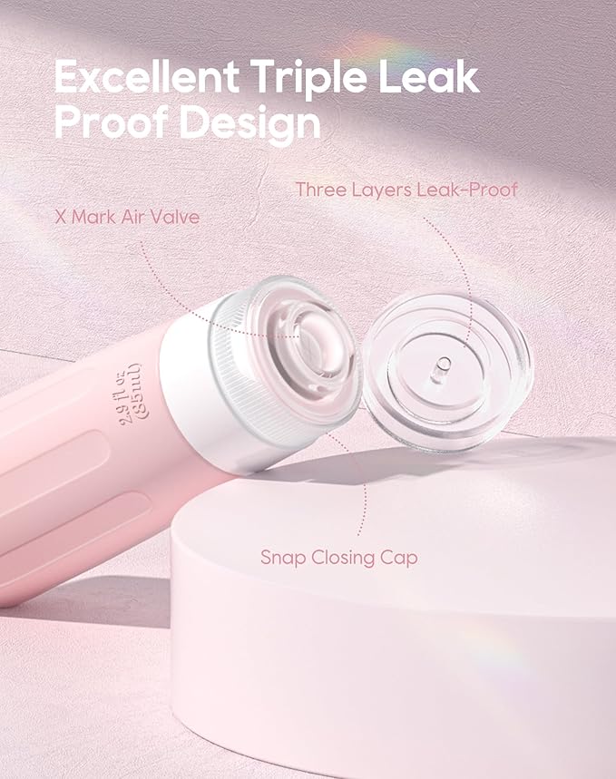 Morfone 16 Pack Silicone Travel Bottles Set for Toiletries TSA Approved Travel Containers Leakproof Squeezable Refillable Accessories 2oz 3oz for Shampoo Conditioner Lotion Liquids (Black Pink)-BrightBean Baby