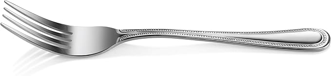 New Star Foodservice 58468 Bead Pattern 18/0 Stainless Steel, Dinner Fork 7.7-Inch Set of 12