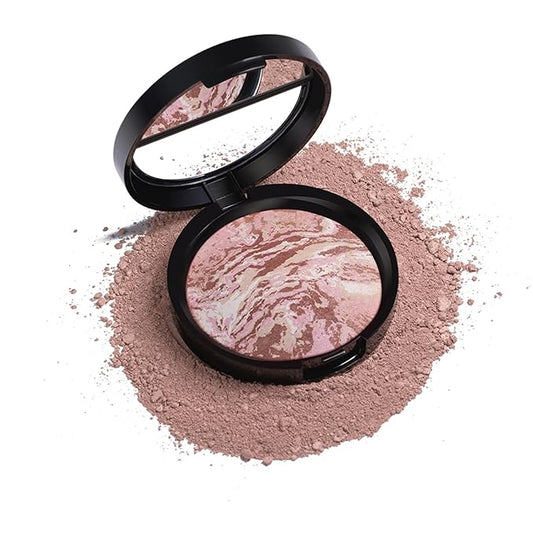 Baked Powder Contour Makeup, Brighten Bronzer Powder, Highlighter Bronzer Glow Palette, Cruelty Free Shimmer Bronzing Powder to Use For Contour Make up, Natural Finish & Easy to Use #001-BrightBean Baby