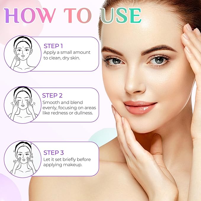 Primer for Face Before Makeup, 3 In 1 One Step Color Corrector Primer, SPF 50 PA+ Sunscreen Isolation Cream, Hydrating, Oil Control Facial Serum Even Skin Tone, Water-Resistant & Sweat-Proof-BrightBean Baby