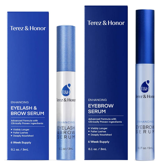 Natural Eyelash Serum with Eyebrow Serum Set - Boost Eyelash Growth Enhancer for Longer, Thicker, Fuller-Looking Lashes and Brows - Gentle & Effective Formular [3 mL + 5mL]-BrightBean Baby