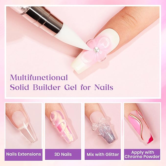 MIZHSE Solid Builder Gel for Nails, 60g Large Capacity Clear 3D Sculpting Gel for Nails Hard Gels Non-Sticky Hand Carving U V/LED Extension Gels with 3D Mold Nail Art Salon Home DIY-BrightBean Baby