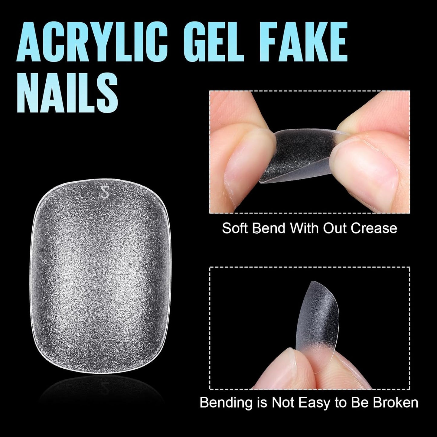 TOMICCA Extra Short Oval Nail Tips, Acrylic Double Sided Matte Fake Nails for Extension,240Pcs 15 Sizes Press On Nail Tips for Home DIY Art Women Girls-BrightBean Baby