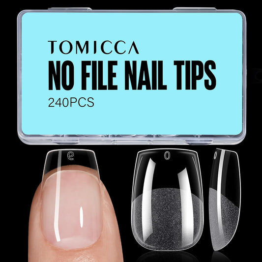 TOMICCA Extra Short Coffin Nail Tips, 240Pcs Half Matte Press on Full Cover Acrylic Nails, 12 Sizes Pre -Shape Soft Acrylic Fake Nail Tips for Nail Extension Art Home DIY Nail Salon-BrightBean Baby