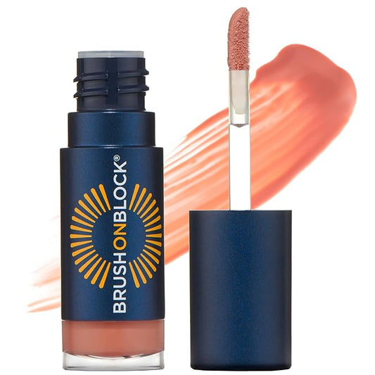 Brush On Block Sun Shine Protective Lip Oil SPF 30, Mineral Protection from UVA/UVB & Blue Light, Hydrating, Cruelty-Free, Gluten-Free, & Vegan, Coral-BrightBean Baby