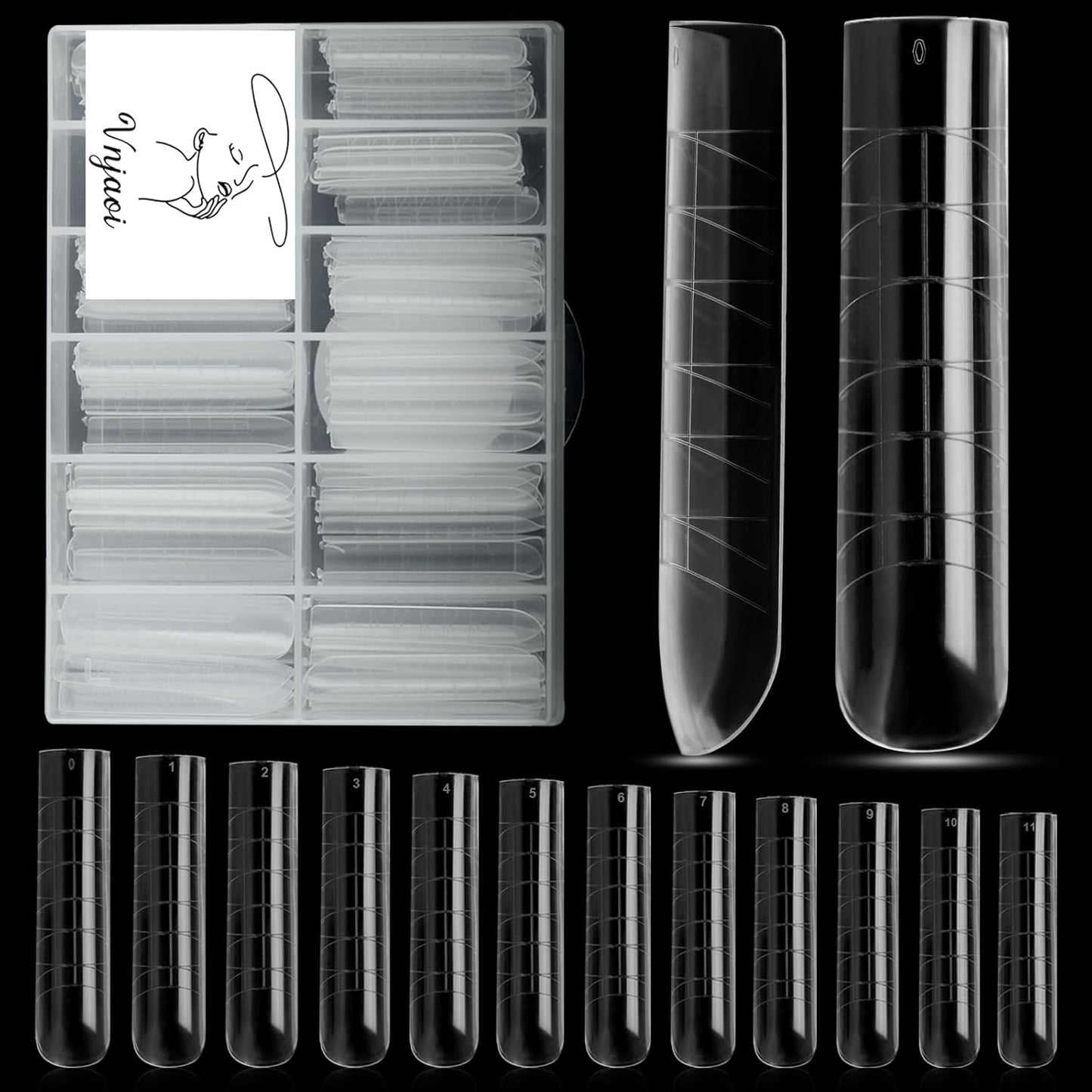 120 Pcs Poly Extension Gel Dual Nail Forms - Long U-Shaped Thickened Coffin Nail Molds for Gel Manicure & Salon DIY at Home-BrightBean Baby