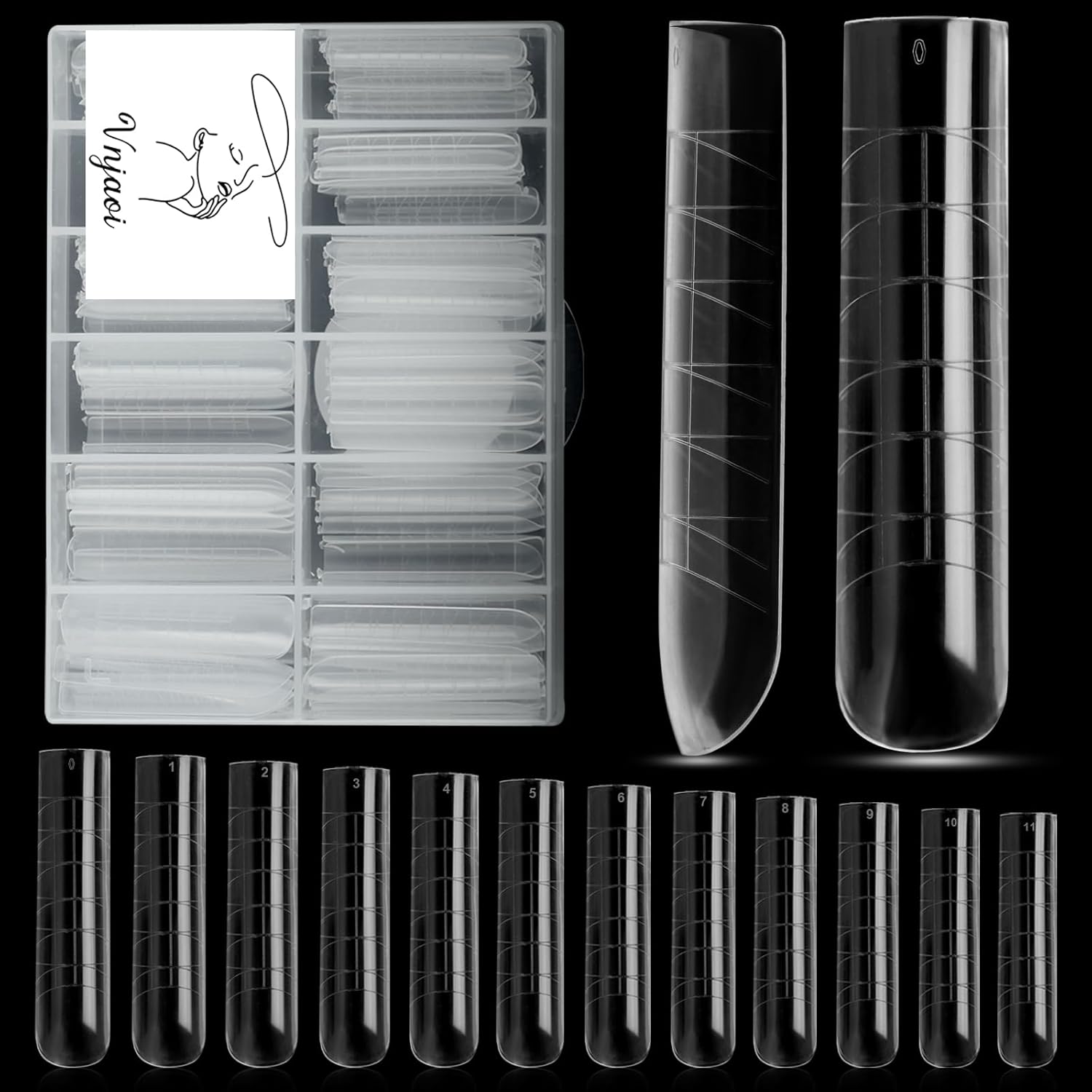 120 Pcs Poly Extension Gel Dual Nail Forms - Long U-Shaped Thickened Coffin Nail Molds for Gel Manicure & Salon DIY at Home-BrightBean Baby