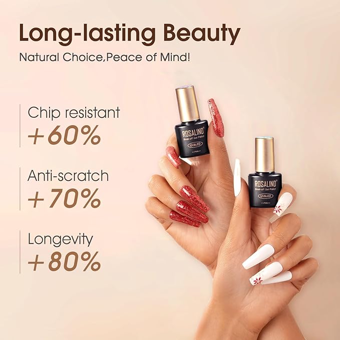 ROSALIND 8 PCS Nail Prep Dehydrator and Primer with Base Coat Top Coat, Glossy Glitter Matte Top Coat for Acrylic Gel Nail Polish Nail Art Supplies Gift-BrightBean Baby