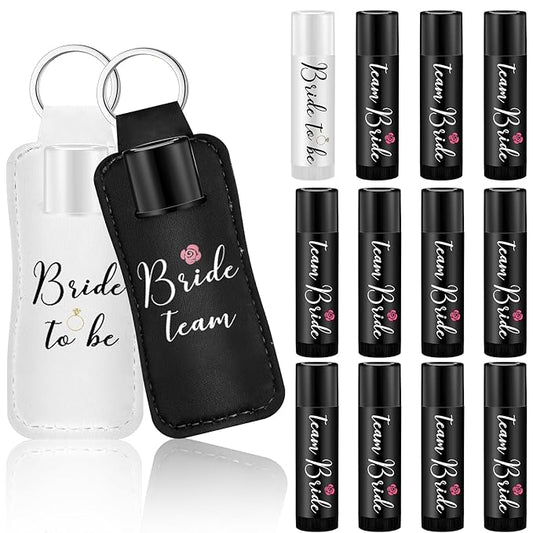 24 Pack Bachelorette Party Favor Lip Balm Set Team Bride Lip balm with Lipstick Holder Keychain Bride to be Lip balm Bridal Shower Proposal Gifts for Wedding Party Favors(White, Black)-BrightBean Baby