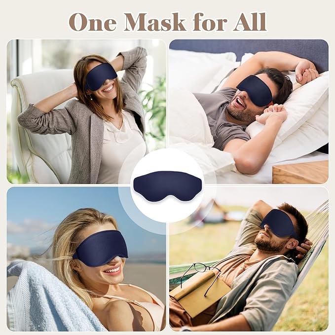 3D Cooling Eye Mask Sleep Mask for Men & Women, 100% Pressure-Free & Light Block-Out Eye Mask for Sleep with Easy Adjustable Strap, Night Eye Cover for Travel, Blue-BrightBean Baby