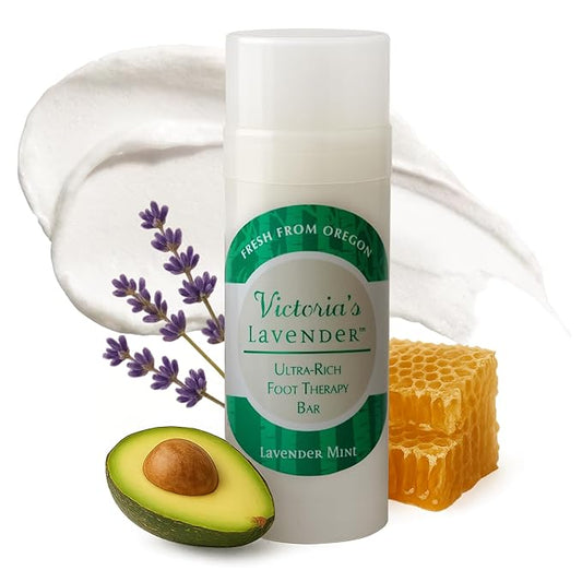 Victoria's Lavender Heel Balm Stick – Ultra-Rich Foot Therapy Balm for Dry, Cracked Feet – Softener for Cracked & Rough Skin – Dry Heels Treatment for Men and Women – Made in USA - Lavender Mint 2.5oz-BrightBean Baby