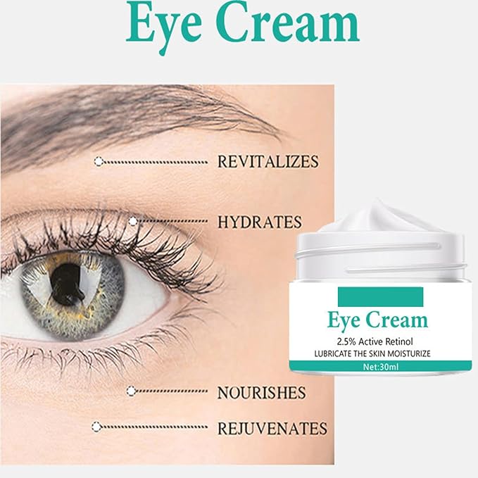 Eye Cream with 2.5% Active Retinol Anti Puffiness Caffeine Under Eye Cream Collagen Deep Moisturizing Anti Wrinkle Reduce Fine Lines Improve Dark Circles Anti Aging-BrightBean Baby