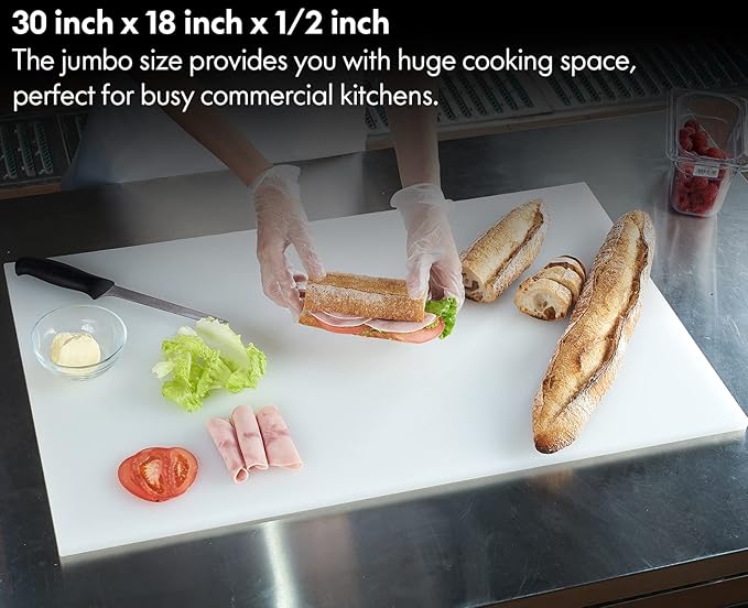 CURTA Cutting Boards for Kitchen, 30" x 18" x 0.5" Blue Color Coded Plastic Commercial Chopping Board with Anti Slip Surface Dishwasher Safe