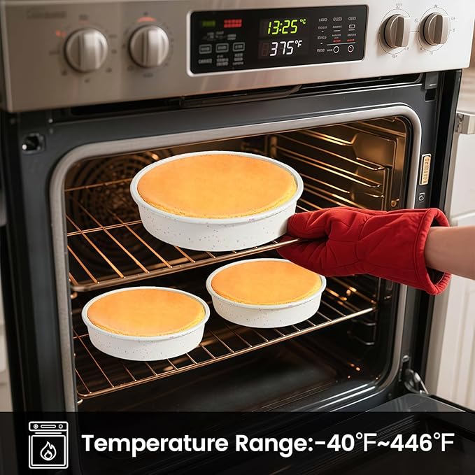 Vinino 10 Inch Silicone Round Cake Pan with Metal Reinforced Frame Set of 2, Nonstick Silicone Springform Pan for Baking Suitable for Making Layers, Cheese & Chocolate Cakes