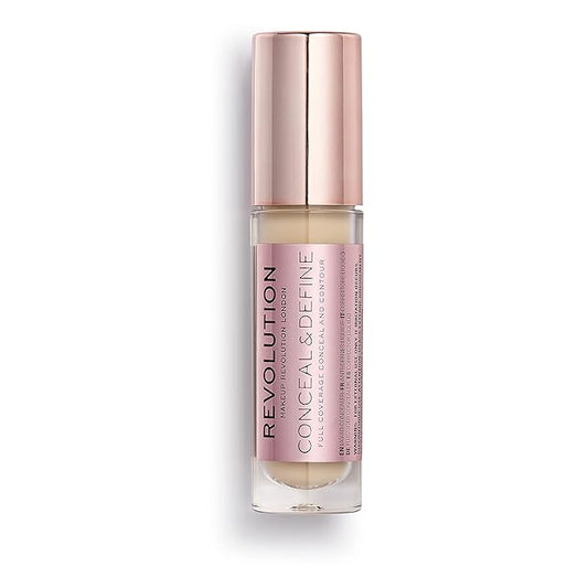 Revolution Beauty, Conceal & Define Concealer, Full Coverage & Lightweight, Long-Lasting Matte Finish, Vegan & Cruelty Free, C6 Fair or Light Skin Tones, 0.14 Oz.-BrightBean Baby