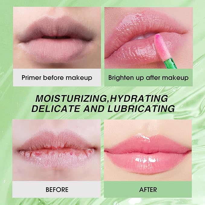 Lip Balm, 3PCS Aloe Vera Long Lasting Nutritious Lip Oil, Color Changing Tinted Lip Balm Set, Natural Plumping Hydrating, Easy Brush Application, Cute Portable Design, Unisex-BrightBean Baby