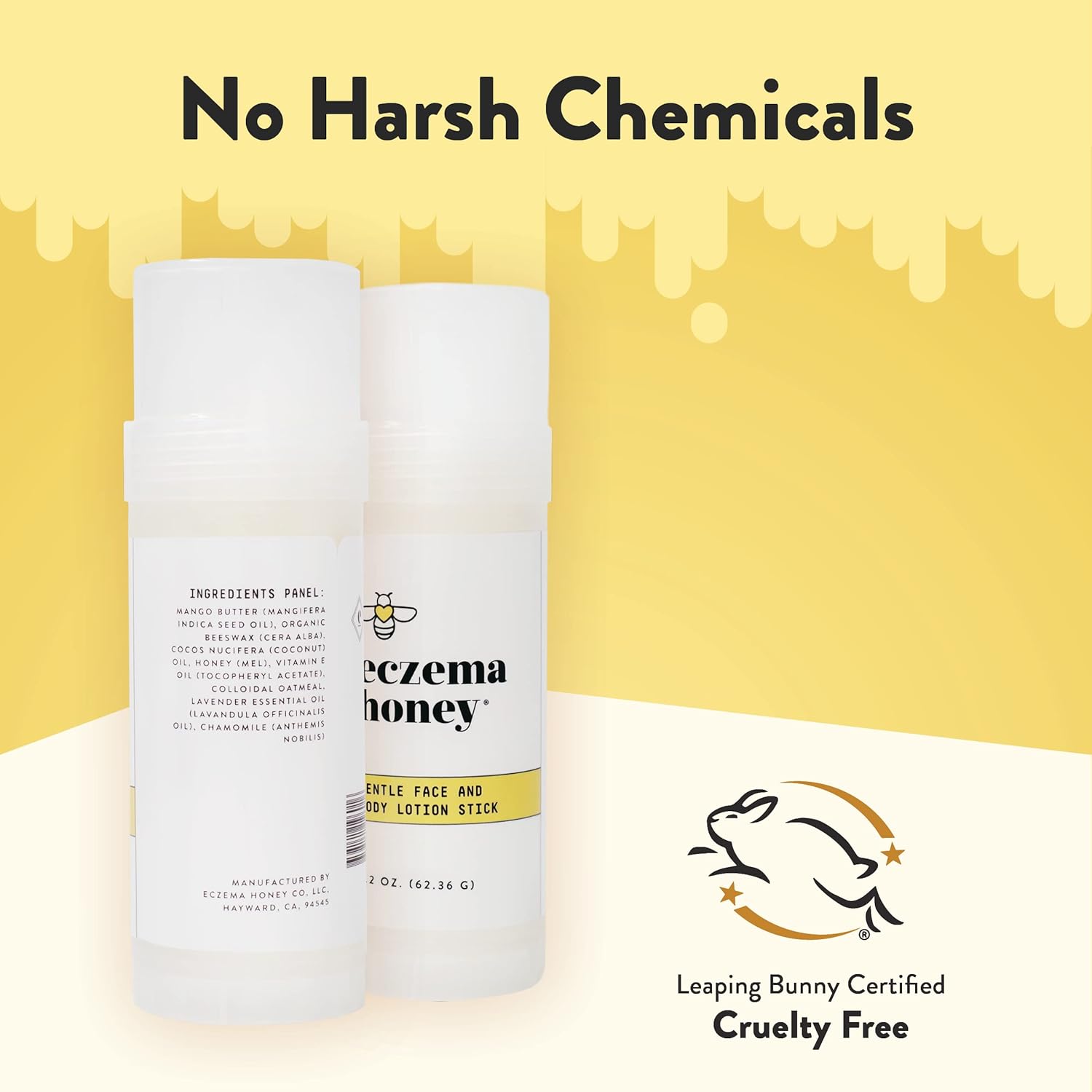 ECZEMA HONEY Gentle Face & Body Lotion Stick - Moisturizing Colloidal Oatmeal Hand Cream for Extremely Dry Skin - Eczema Lotion Helps Psoriasis, Dermatitis & More (2.2 Oz)-BrightBean Baby