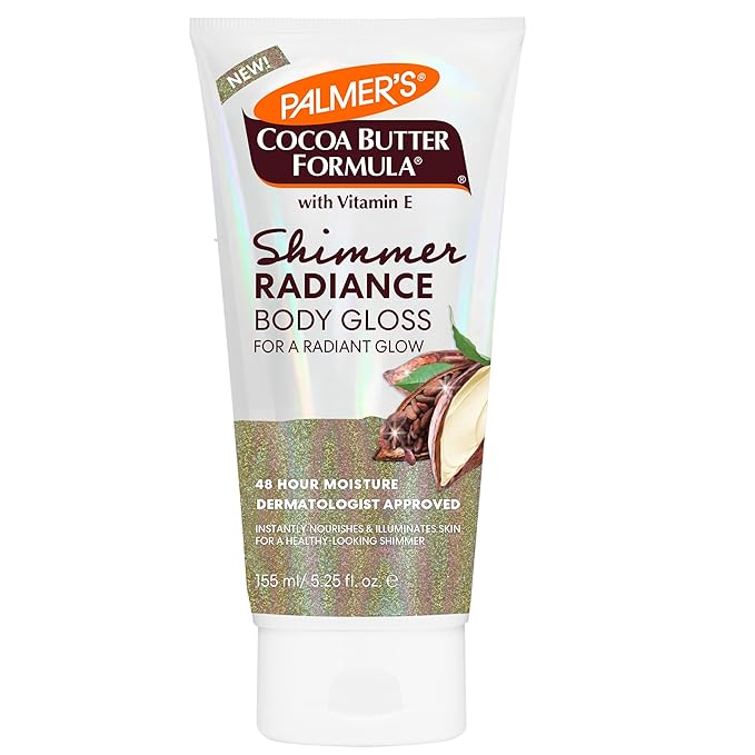 Palmer's Cocoa Butter Formula Shimmer Body Lotion with Vitamin E, 5.25 Fl Oz, Radiance Body Gloss, Help Blur Veins, Cellulite, Marks, 48 Hour Moisture-BrightBean Baby