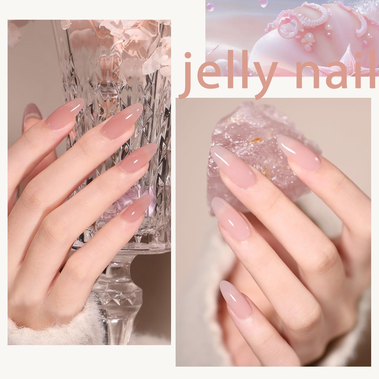 Jelly Pink Gel Nail Polish Set of 10 Colors Nude Gel Polish Kit UV LED Soak Off Nail Polish Gel Home DIY Manicure Nail Art Salon Varnish-BrightBean Baby