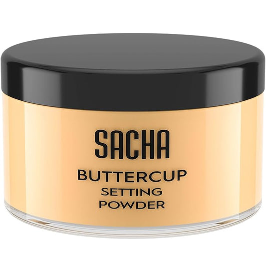 Sacha BUTTERCUP Setting Powder Makeup 1.75 Oz. Translucent Setting Powder for Oily Skin Finishing Powder Loose Powder Makeup Blurring Powder Blurs Fine Lines and Pores For Medium to Dark Skin Tones-BrightBean Baby