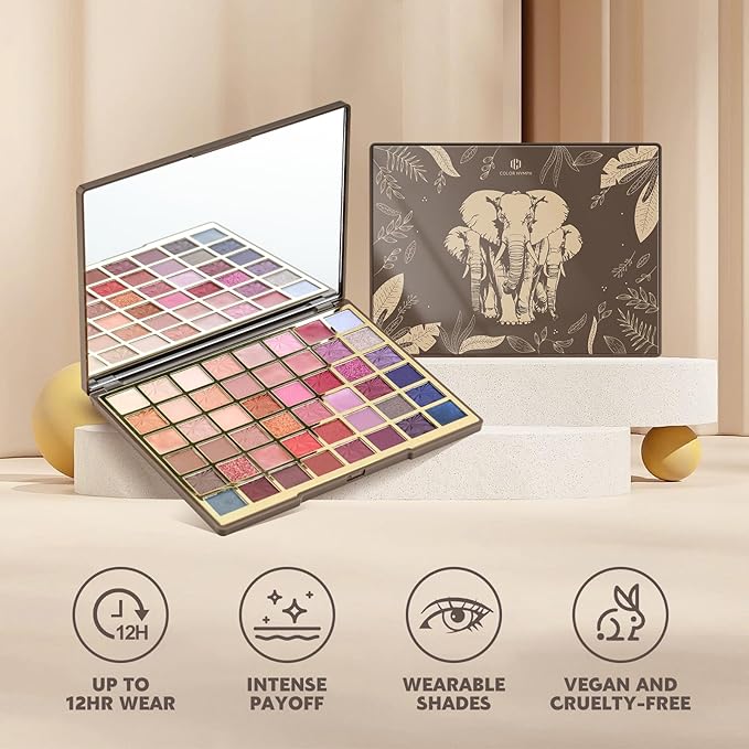 Color Nymph Artistry Palette, Multichrome Makeup Palettes For Face High Pigmented Eyeshadow with Matte Shimmer & Cream Eye Shadows Easy Makeup Blending Palette For Daily Stage Versatile Make Up Looks-BrightBean Baby