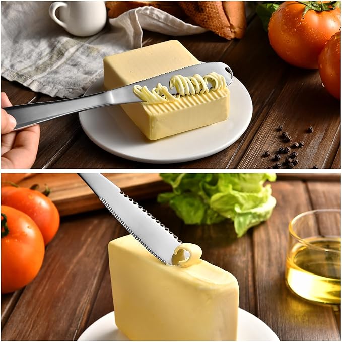 Butter Spreader Knife for Cold Butter above 20℉, Butter Slicer, Butter Curler, Butter Grater, Butter Blade (2 knives)