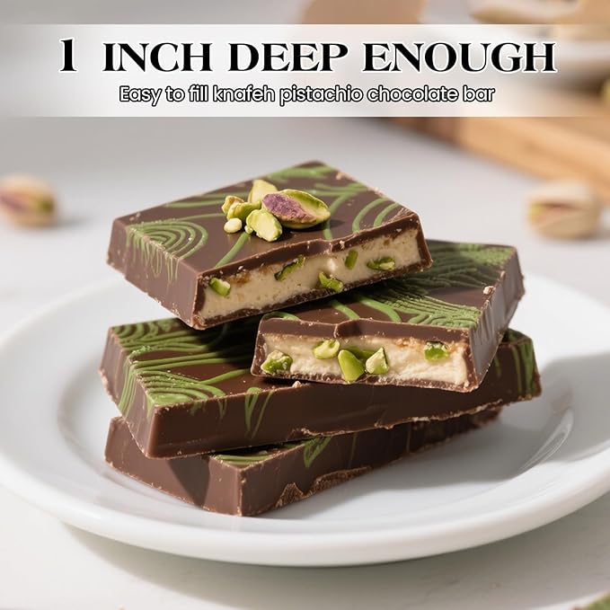 1 Inch Chocolate Bar Mold Deep Dubai Stuffed Chocolate Molds Silicone Large Break Apart Candy Molds (2 Pcs)