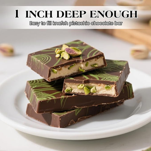 1 Inch Chocolate Bar Mold Deep Dubai Stuffed Chocolate Molds Silicone Large Break Apart Candy Molds (2 Pcs)