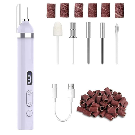 Acrylic Nail Kit, Portable Electric Nail File Set for Acrylic Gel Nails, Manicure Pedicure Tool Nail Drill Bits with Nail Drill Bits Sanding Bands (Purple)-BrightBean Baby