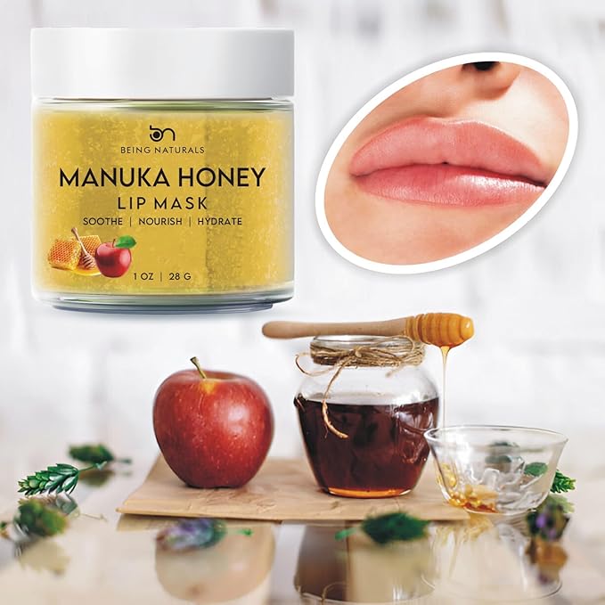 Lip Mask & Lip Balm - leave-on Overnight repair and nourish lip mask or lightweight non-sticky daytime lip care with Vitamin C, Antioxidants, Manuka honey, Stem cells, 1 oz.-BrightBean Baby