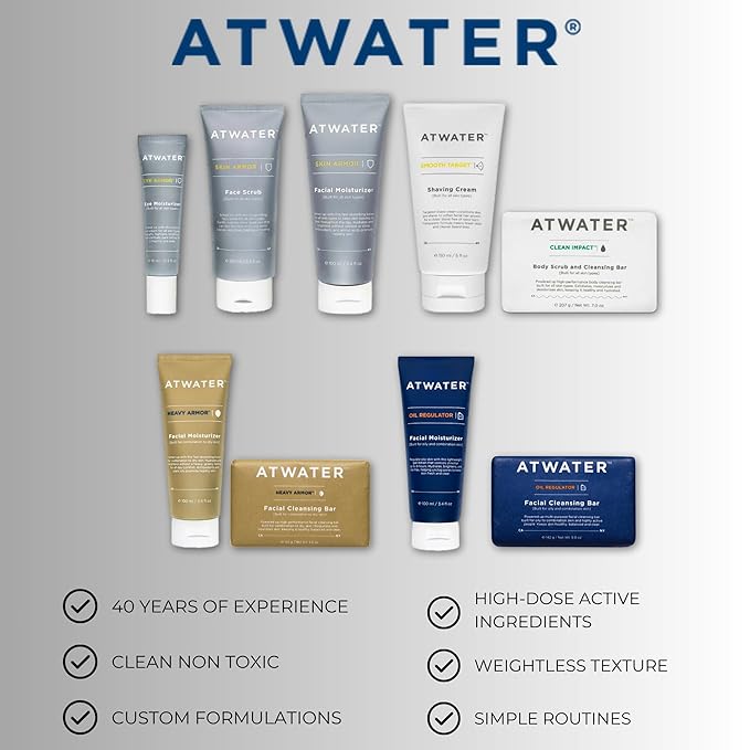 ATWATER Skin Armor Exfoliating Face Scrub,Men’s Facial Cleanser - Smoothes and Cleans Skin to remove Dead Skin - Travel Size Mens Face Exfoliator Leaving you Fresh and Vibrant - 3.4 oz (2 pack)-BrightBean Baby