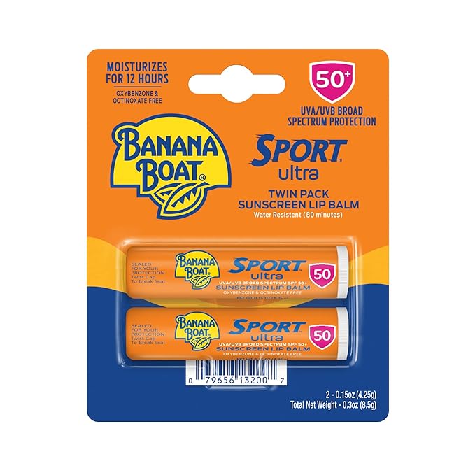 Banana Boat SPF#50+ Sport Ultra Lip Balm Twin Pack 0.15 Ounce-BrightBean Baby