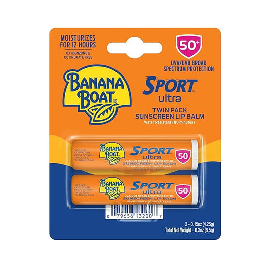 Banana Boat SPF#50+ Sport Ultra Lip Balm Twin Pack 0.15 Ounce-BrightBean Baby